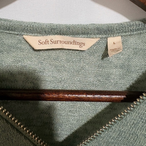 Soft Surrounding Valentina‎ Zip Sweater Sage Green Lightweight Size Large - Picture 5 of 7